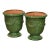Pair of French Handmade Green Glazed Terracotta Anduze Planters by La Madeleine For Sale