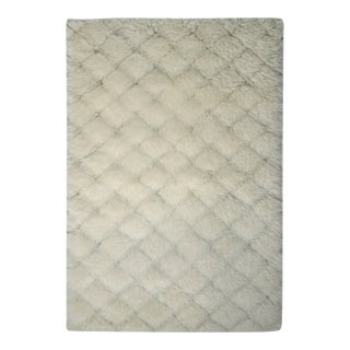 Rug & Kilim’s Moroccan Custom Rug With Geometric Design in Soft White For Sale