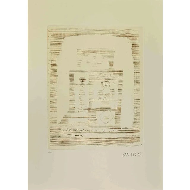 The Women's house is a print realized by Massimo Campigli in the 1970/1971s. Etching on paper. This artwork is part of a...