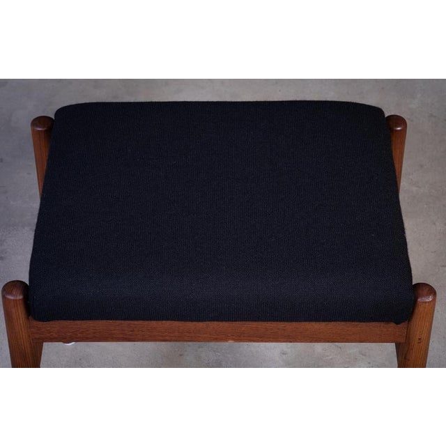 Vintage Danish Teak Stool with Black Fabric, 1960s For Sale - Image 6 of 8