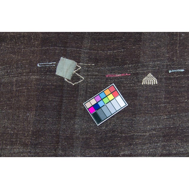 Textile 1960s Vintage Dark Brown Handwoven KIlim For Sale - Image 7 of 11
