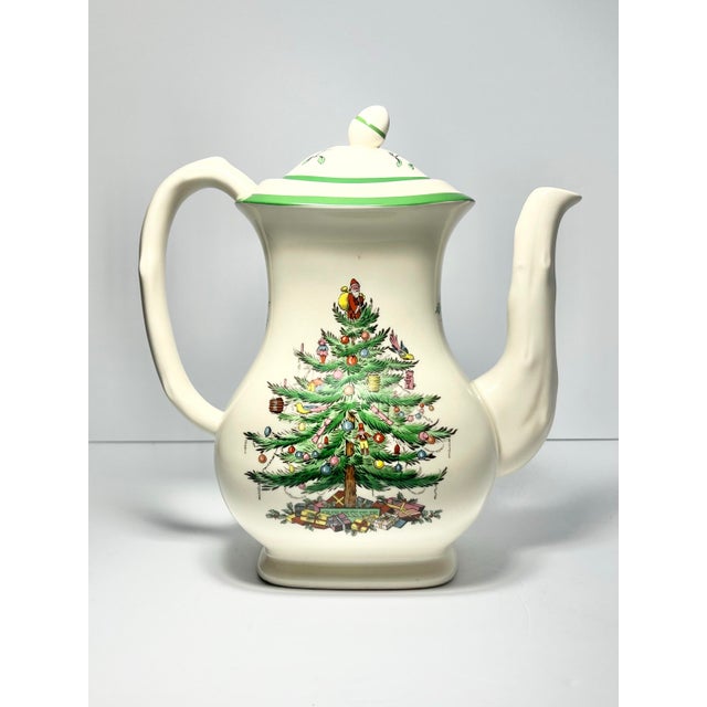 Spode 1980s Spode “Christmas Tree” Ceramic Coffee Pot & Lid For Sale - Image 4 of 7