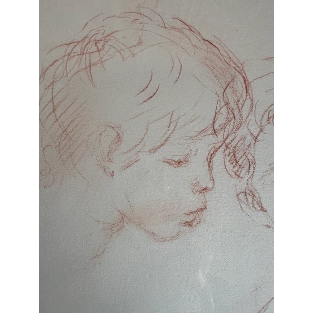 1970s Philippe Moretti, Three Children, Original Sanguine Drawing, 1979 For Sale - Image 5 of 9