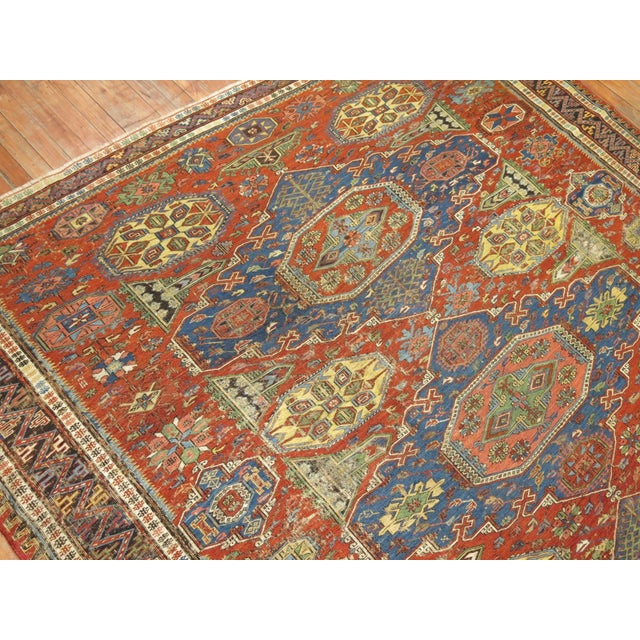 Textile 19th Century Tribal Soumac Flat-weave - 7'3" x 8'8" For Sale - Image 7 of 8