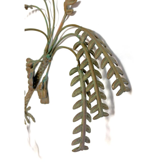 Vintage Hollywood Regency Palm Tree With Hanging Date Clusters Double Candle Wall Sconce For Sale - Image 9 of 17