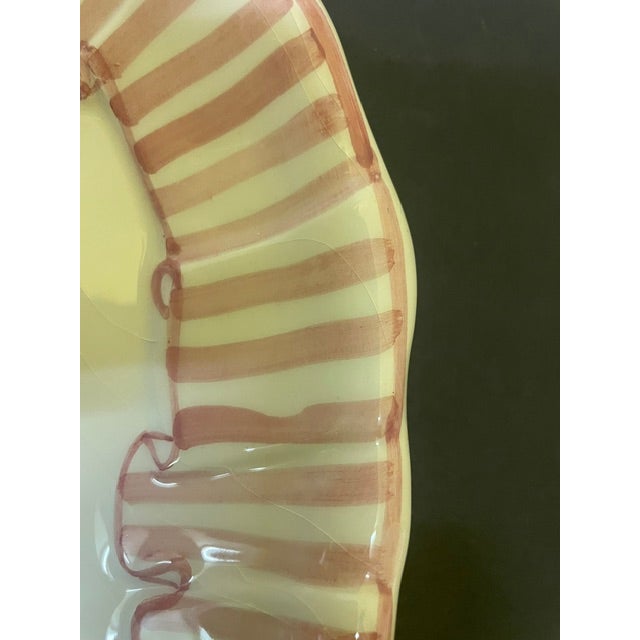 Vintage 1989 Angora / Haldon Group "Pink Stripe" Ribbon Bow Heart Platter - Rare 14" For Sale In Boston - Image 6 of 17