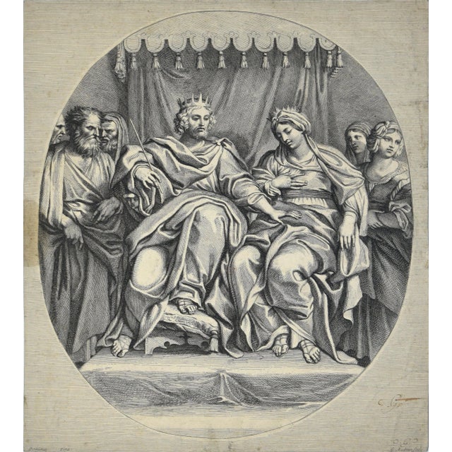 The King and the Queen - Etching after Domeniquin (Domenichino) by G. Audran 1650-1699 For Sale