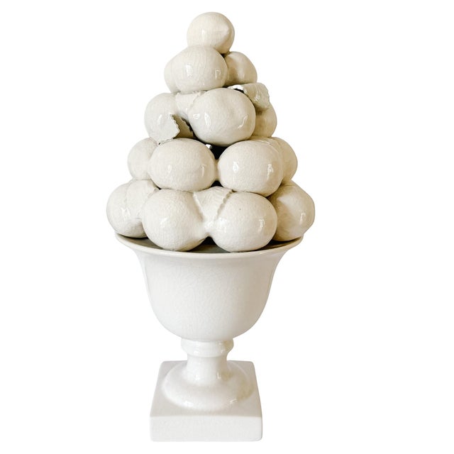 Vintage Portuguese Creamware Crackle Glaze Lemon Topiary for for Great City Traders San Francisco For Sale - Image 12 of 13