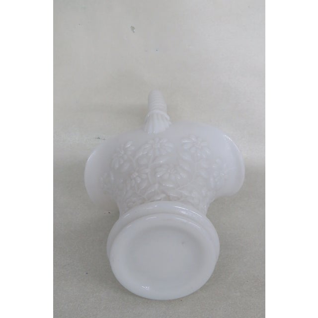 Westmoreland White Milk Glass Daisy Design Basket Vase With Handle For Sale - Image 11 of 12