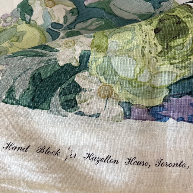 2020s Homage to Rose Cummings Hazelton House Hand Printed Floral Linen Fabric- 2 1/2 Yards For Sale - Image 5 of 6