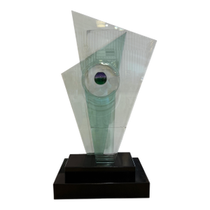 Monumental Studio Glass Architectural Sculpture with Suspended Sommerso Vase
