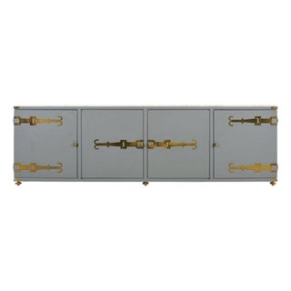 Tommi Parzinger Lacquer Marble Top Sideboard Credenza 10 Ft For Sale