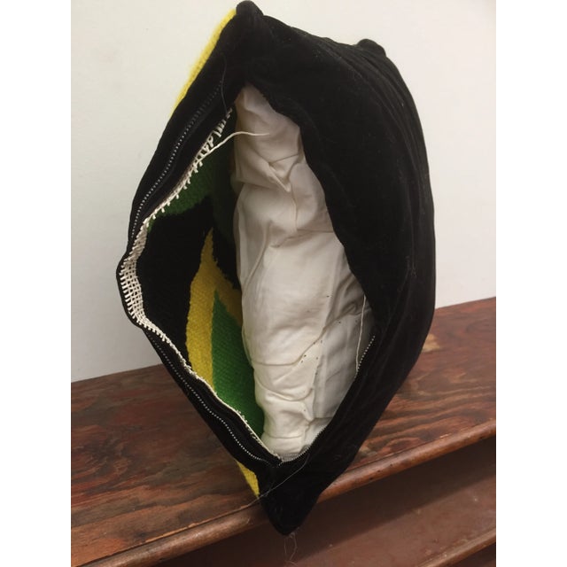 Mid-Century Modern Velvet and Wool Embroidered Pillow For Sale - Image 3 of 5