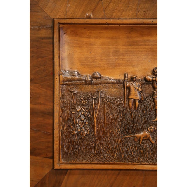 19th Century French Black Forest Carved Walnut Hunt Scene Wall Panel For Sale In Dallas - Image 6 of 11