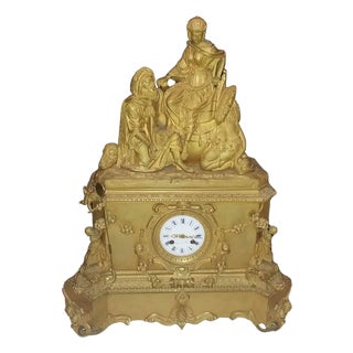 Gilt Bronze Table Clock with Hand-Painted Dial from Leroy and Fils, 19th Century For Sale