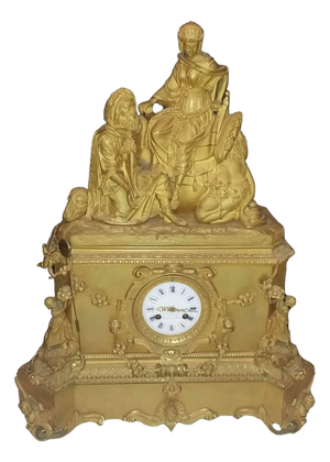 Gilt Bronze Table Clock with Hand-Painted Dial from Leroy and Fils, 19th Century
