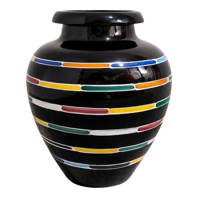 Mid 20th Century Ceramic Vase Black Glazed by Piero Dorazio for Deruta, Italy For Sale