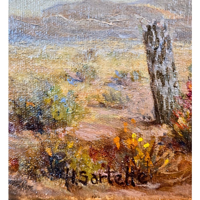 Herbert Sartelle- Mexican on a Donkey Crossing the Sonora Desert -1930s Oil Painting For Sale In Los Angeles - Image 6 of 8