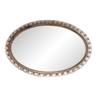 Vintage Ornate Vanity Tray or Standing Mirror With a Gold Filigree Frame and Feet For Sale