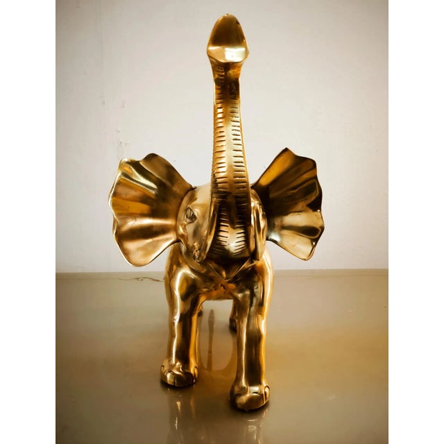 Vintage Gold Brass Elephant For Sale - Image 5 of 10