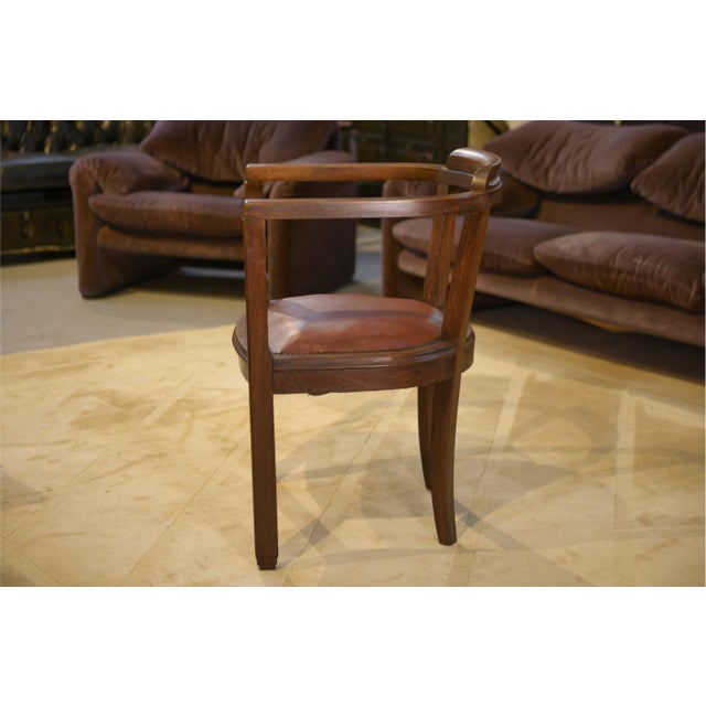 Wood Oak and Imitation Leather Armchair, 1940s For Sale - Image 7 of 13