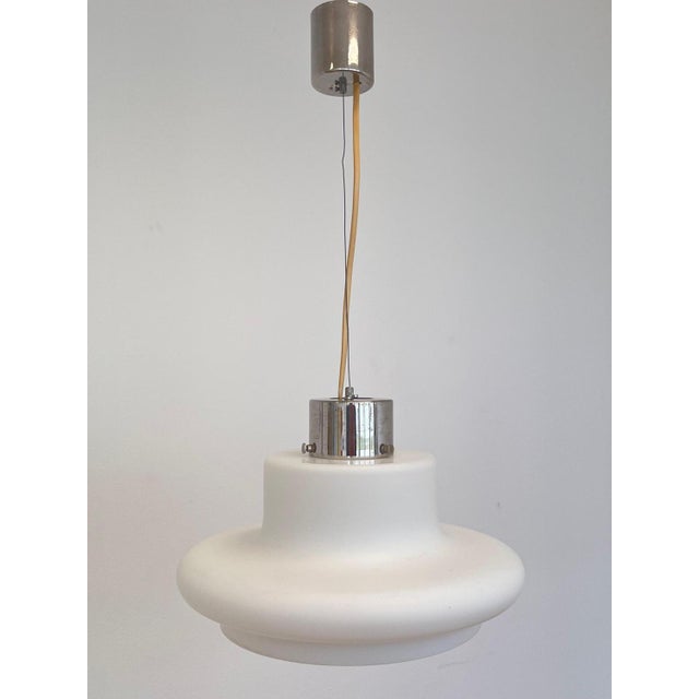 White Glass Pendant attributed to Karel Volf, Czechoslovakia, 1970s For Sale - Image 4 of 9