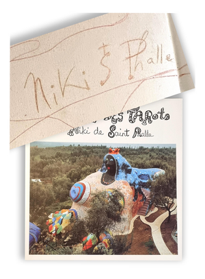 Niki de Saint Phalle, autograph and dedication on catalog, 1999