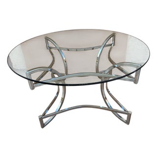 1970s Vintage Hollywood Regency End Table Floating Chrome Mid Century For Sale