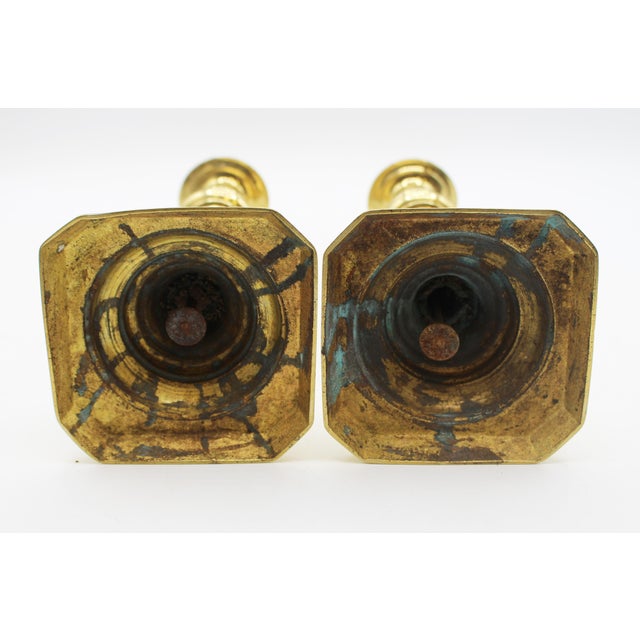 Circa 1860 English Pair of Brass 11" Candlesticks For Sale In Raleigh - Image 6 of 7