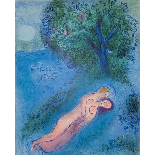Marc CHAGALL (1887-1985) The lovers before the tree, Lesson of Philetas Lithograph on stone Signed in the plate Printed by...