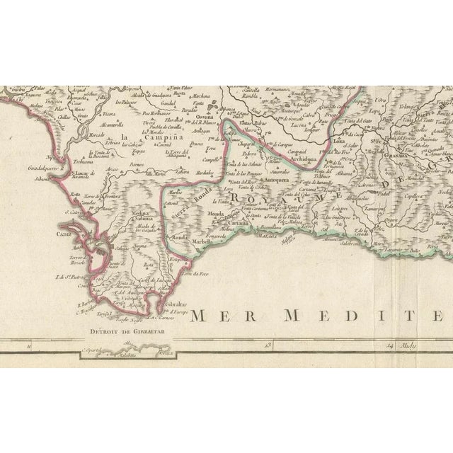 Mid 18th Century Detailed Engraving Highlighting Key Regions of Southern Spain and Castile, 1752 For Sale - Image 5 of 9