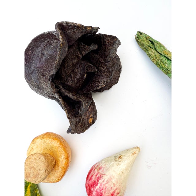 Paper Vintage Handmade Papier-Mâché Vegetables - Set of 10 For Sale - Image 7 of 8