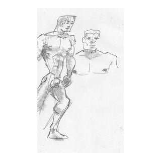 1990s Athletic Male Nude Drawing For Sale
