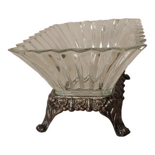 1940s Eb Rogers Silver Co Glass Serving Dish For Sale