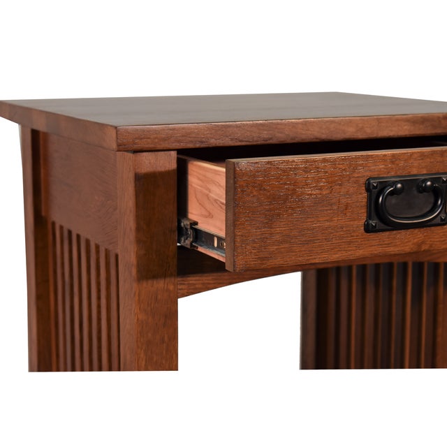 Brown Mission 1 Drawer Spindle End Table For Sale - Image 8 of 15