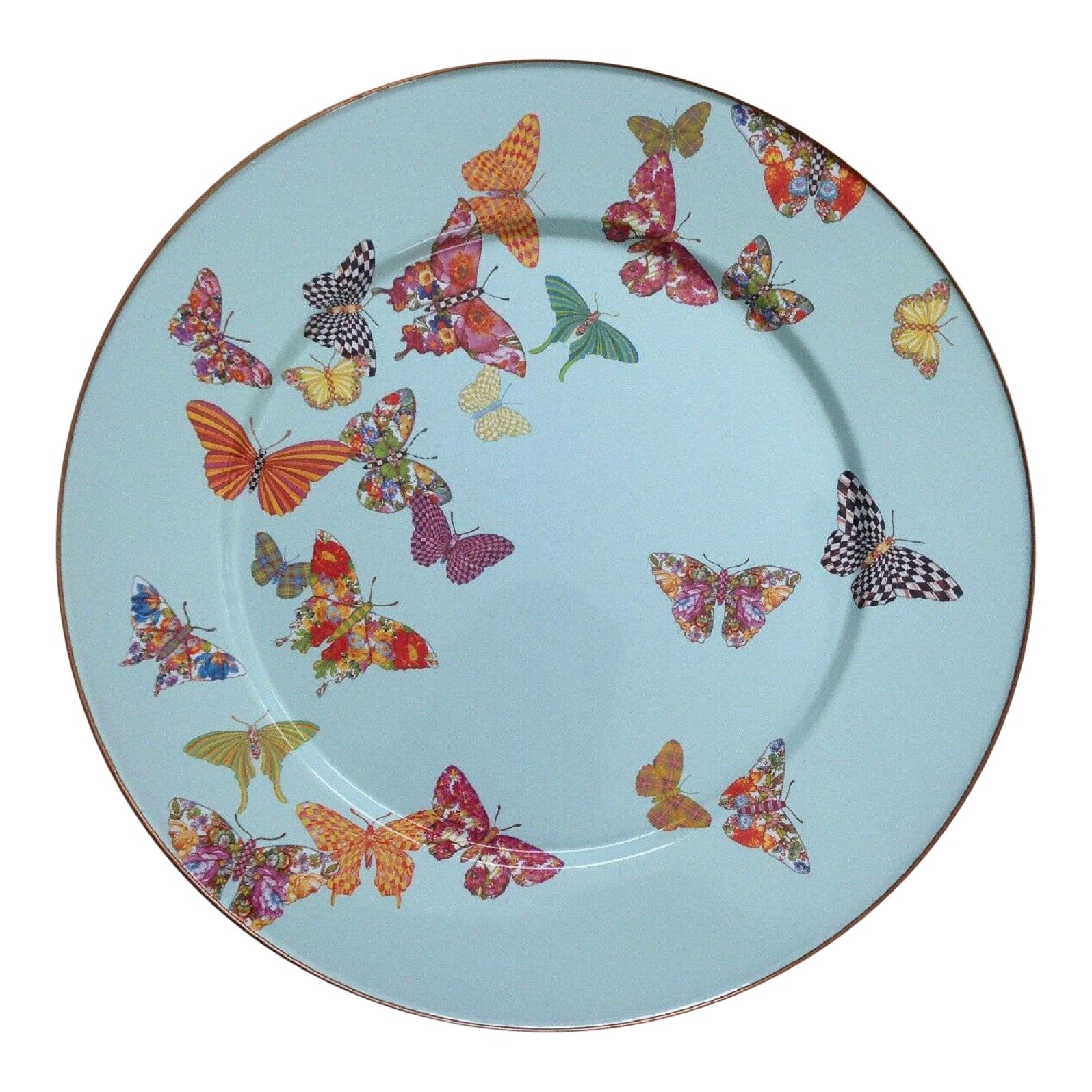Mackenzie Childs Blue Butterfly Garden Serving Appetizer Tray Chairish