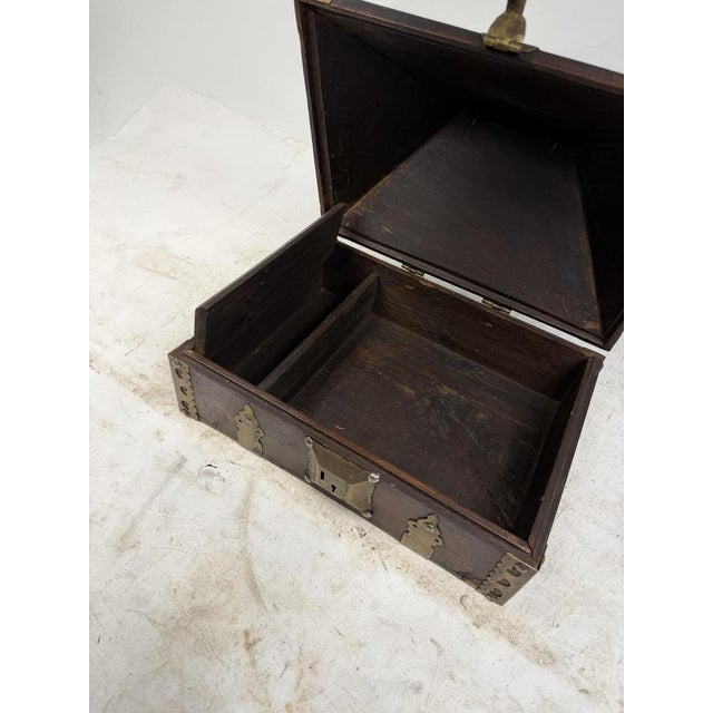 Antique Indian Jewelry Box in Wood and Brass, 1800s For Sale - Image 15 of 16