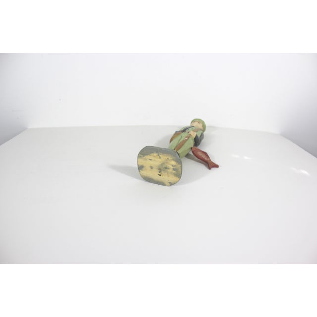 Vintage Hand Carved Wood Fisherman Folk Art For Sale - Image 6 of 9