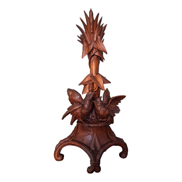 Antique Black Forest Vase Holder with Birds, 1890s For Sale