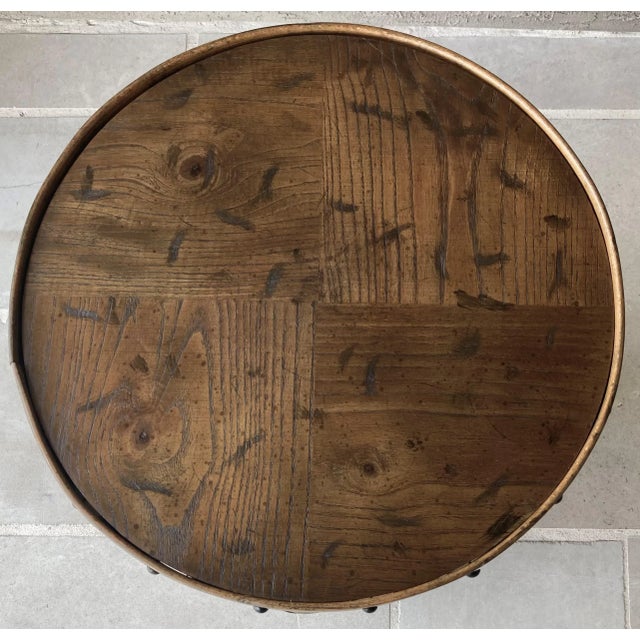 Henredon Circa 76 Collection Solid Oak Slat Barrel Drum Drinks Table