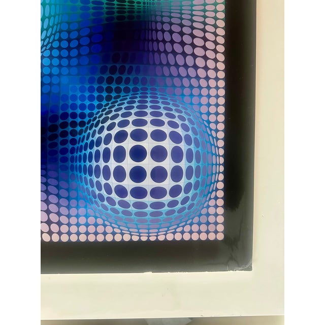 Mid-Century Modern Victor Vasarely Edition Du Griffon Signed Print Mid Century Modern Space Age For Sale - Image 3 of 7