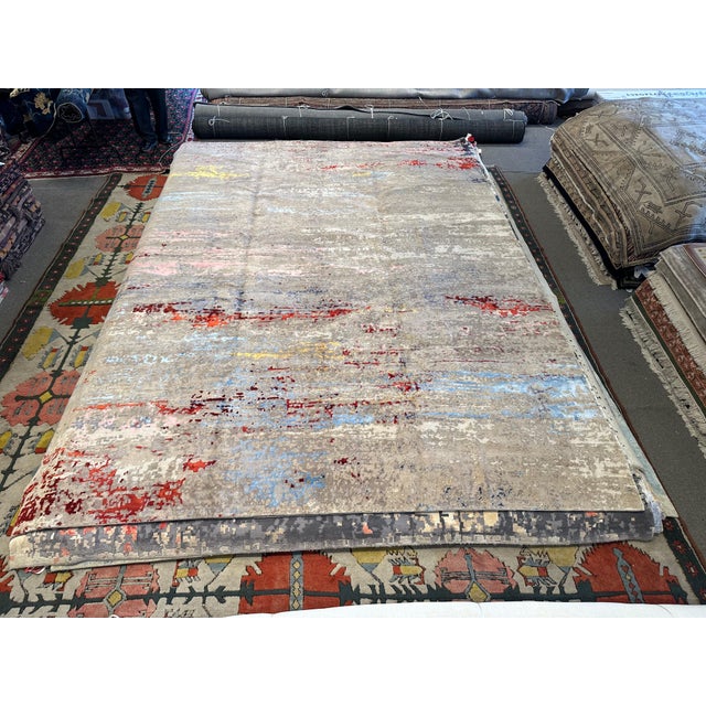 2010s Hand-Knotted Nepal Rug With Soft Abstract Design, 10x14 For Sale - Image 5 of 5