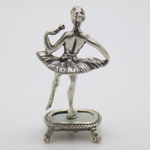 Vintage Italian Handmade Genuine Silver 800 Ballerina Dancer Figurine Miniature For Sale - Image 4 of 9
