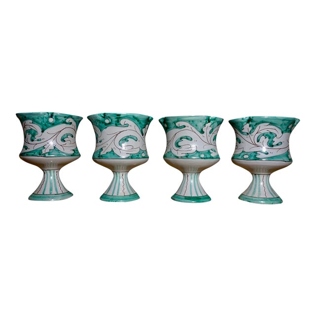 1960s Orvieto (c.a.e.m.) Majolica Stemmed Sherrbert Cups, Set of Four For Sale