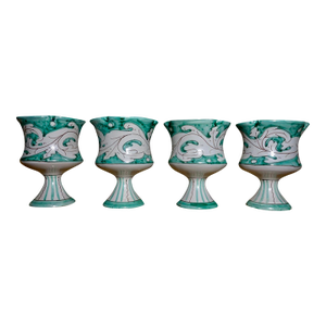 1960s Orvieto (c.a.e.m.) Majolica Stemmed Sherrbert Cups, Set of Four