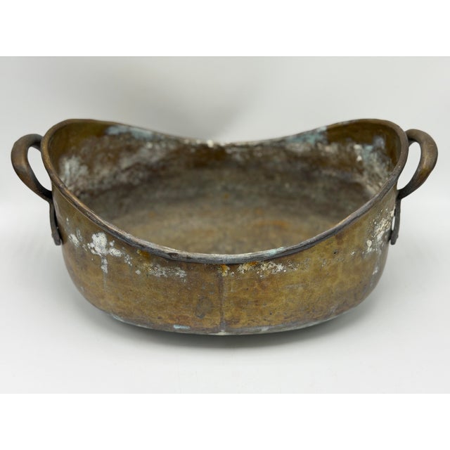 Antique Hammered Brass Cache Pot For Sale - Image 4 of 9