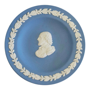 Vintage Blue English Wedgwood Jasperware Trinket Dish Depicting William Shakespeare