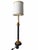 Hollywood Regency Black and Gold Neoclassical Candlestick Table Lamp With Braided-Trim Shade For Sale - Image 3 of 11