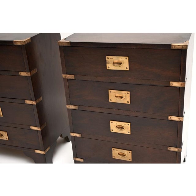 Military Campaign Bedside Chests, 1930, Set of 2 For Sale - Image 9 of 11