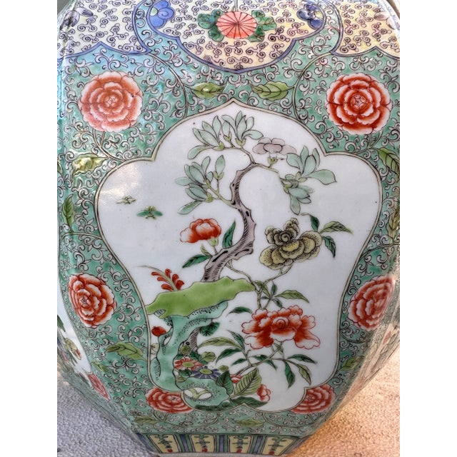 Chinoiserie Antique Chinese Famille Verte Porcelain Jardiniere, Qing Dynasty, 18th Century For Sale - Image 3 of 12